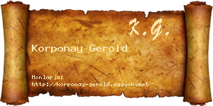 Korponay Gerold névjegykártya